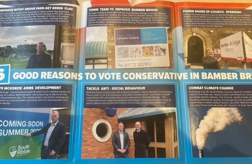 6 reasons to vote Conservtive in Bamber Bridge East 